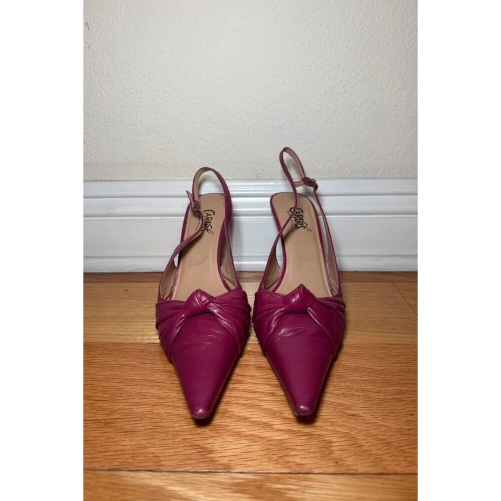 Carlos by Carlos Santana Magenta Leather Slingback Heels Size 9.5 Pointed Toe